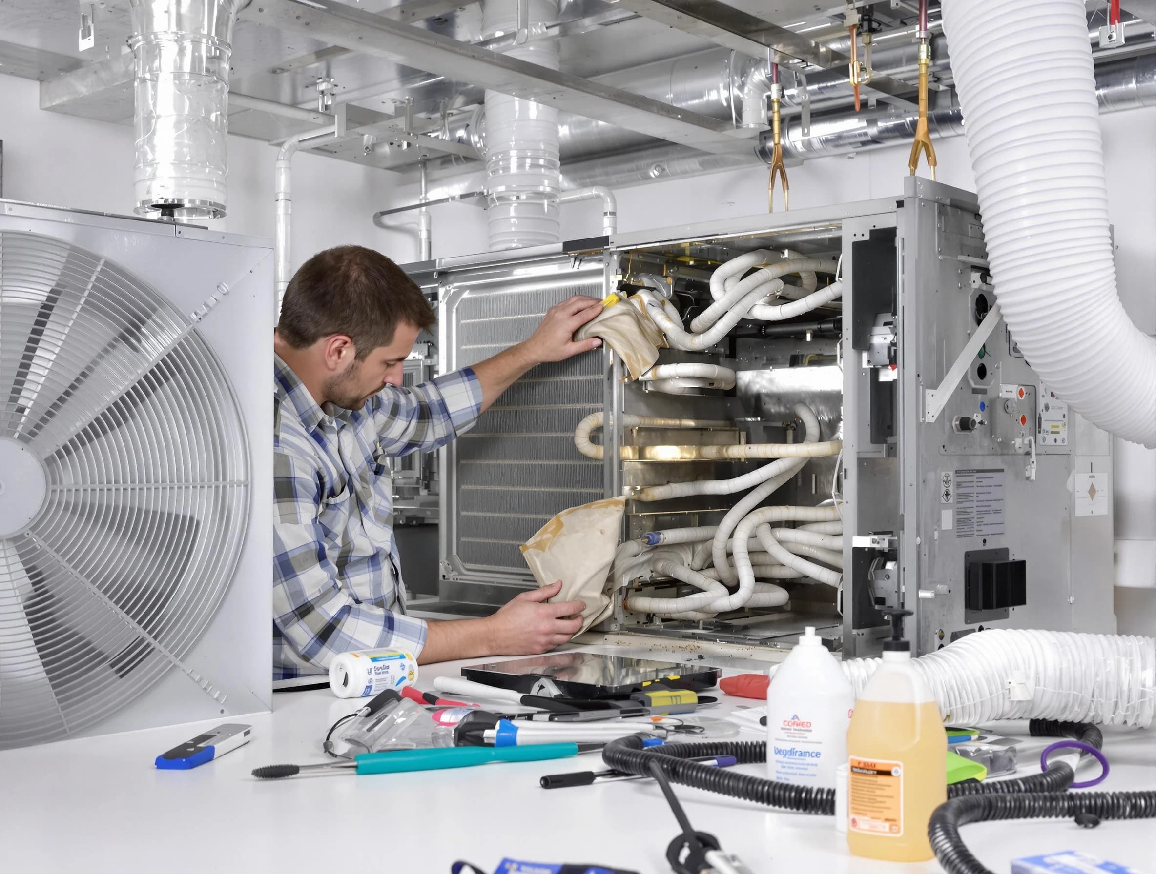 Lake View Air Duct Cleaning specialist performing precision AC coil cleaning in Lake View