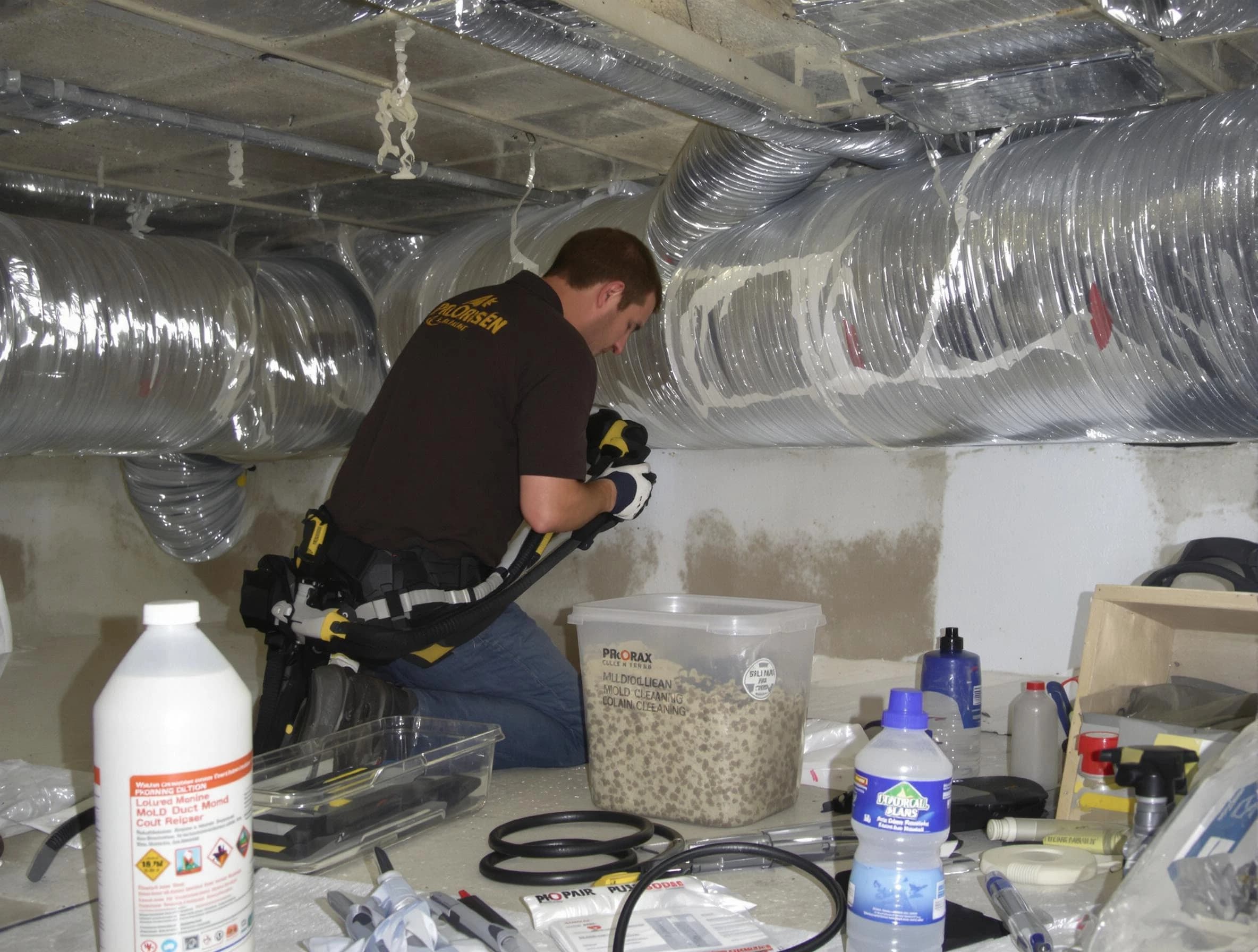 Lake View Air Duct Cleaning specialist performing professional mold removal from air ducts in Lake View