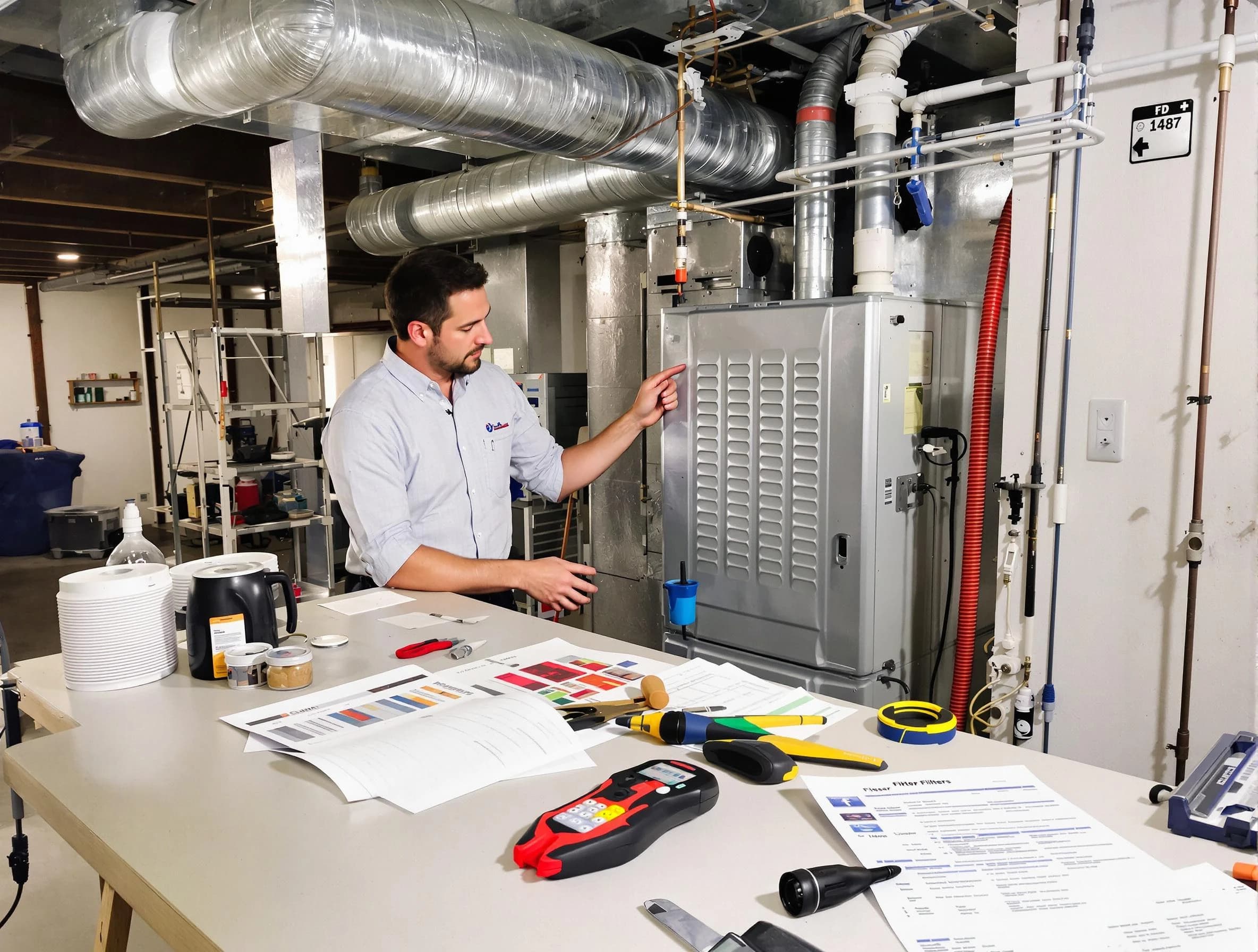 Lake View Air Duct Cleaning inspector conducting detailed filter system evaluation using professional diagnostic tools in Lake View