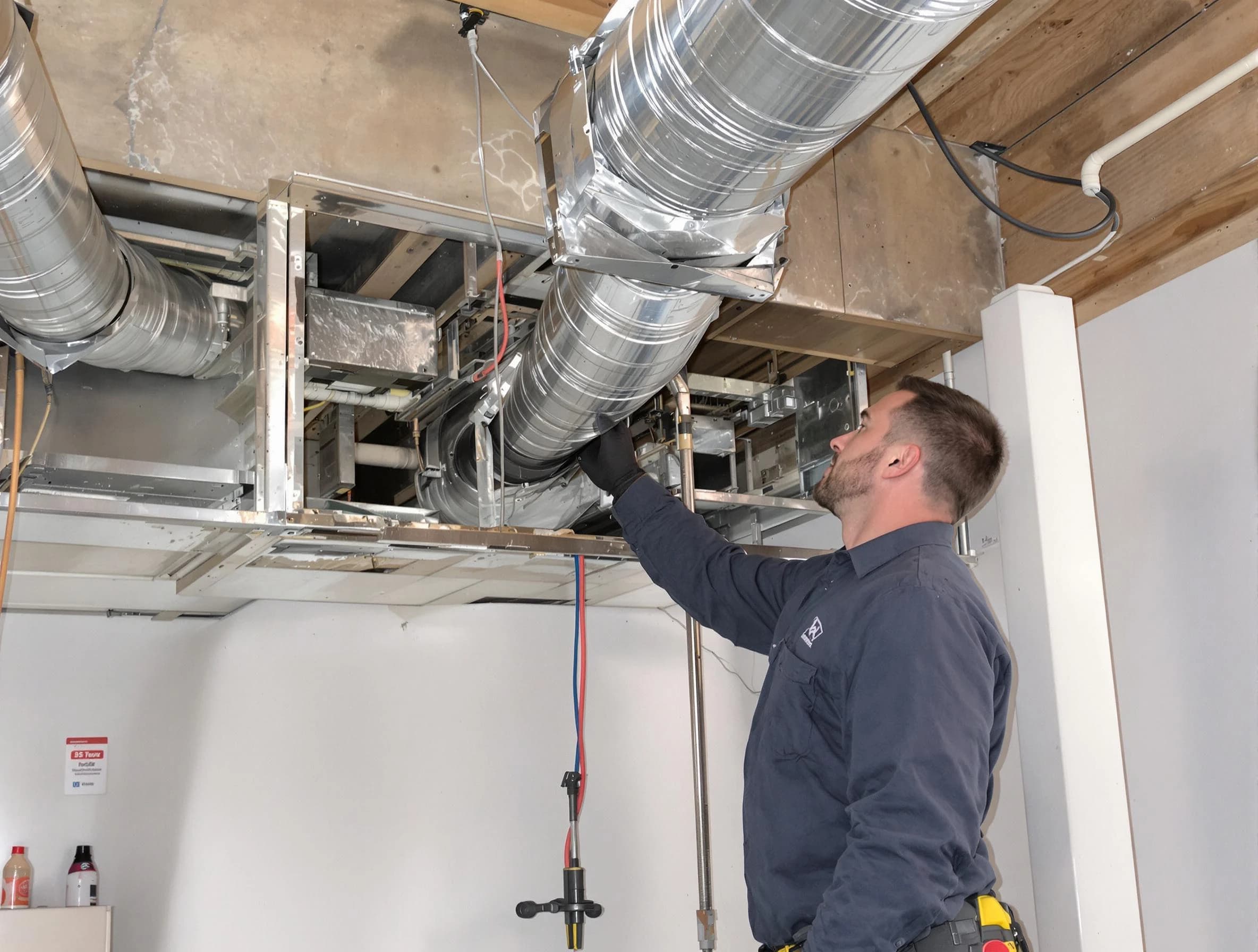 Lake View Air Duct Cleaning technician performing professional air duct repair using specialized tools in Lake View