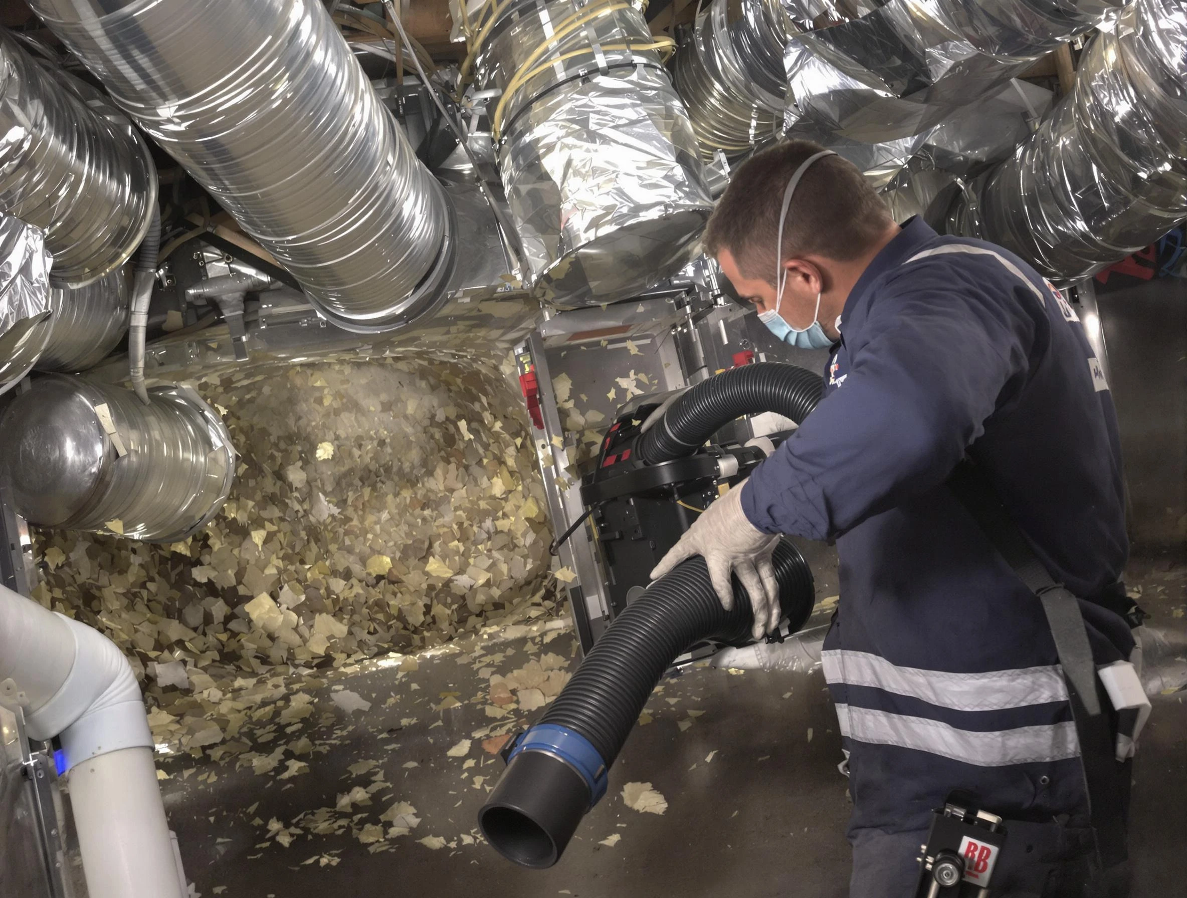 Lake View Air Duct Cleaning specialist operating negative pressure cleaning equipment for thorough duct maintenance in Lake View