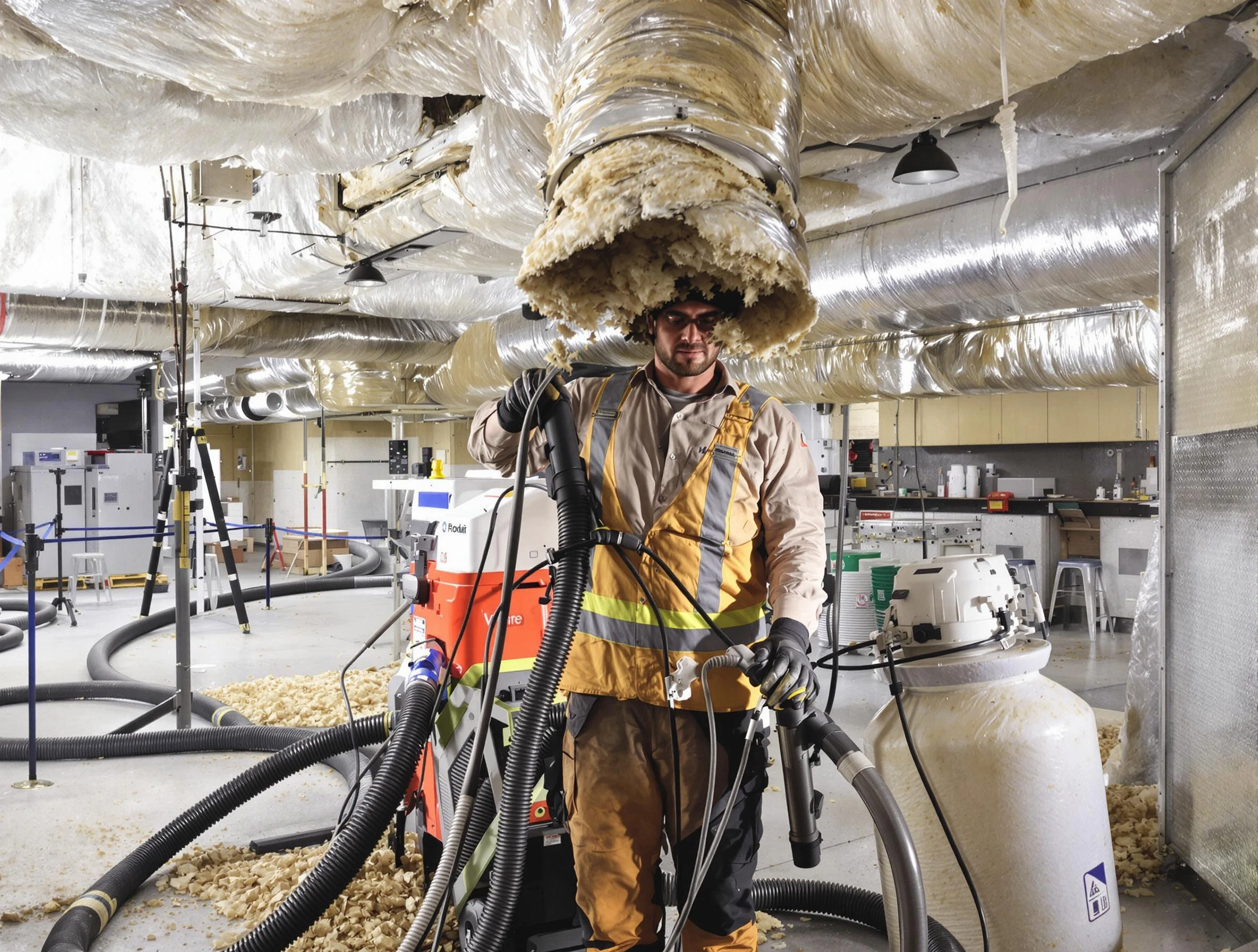 Professional vacuum insulation removal by Lake View Air Duct Cleaning expert in Lake View